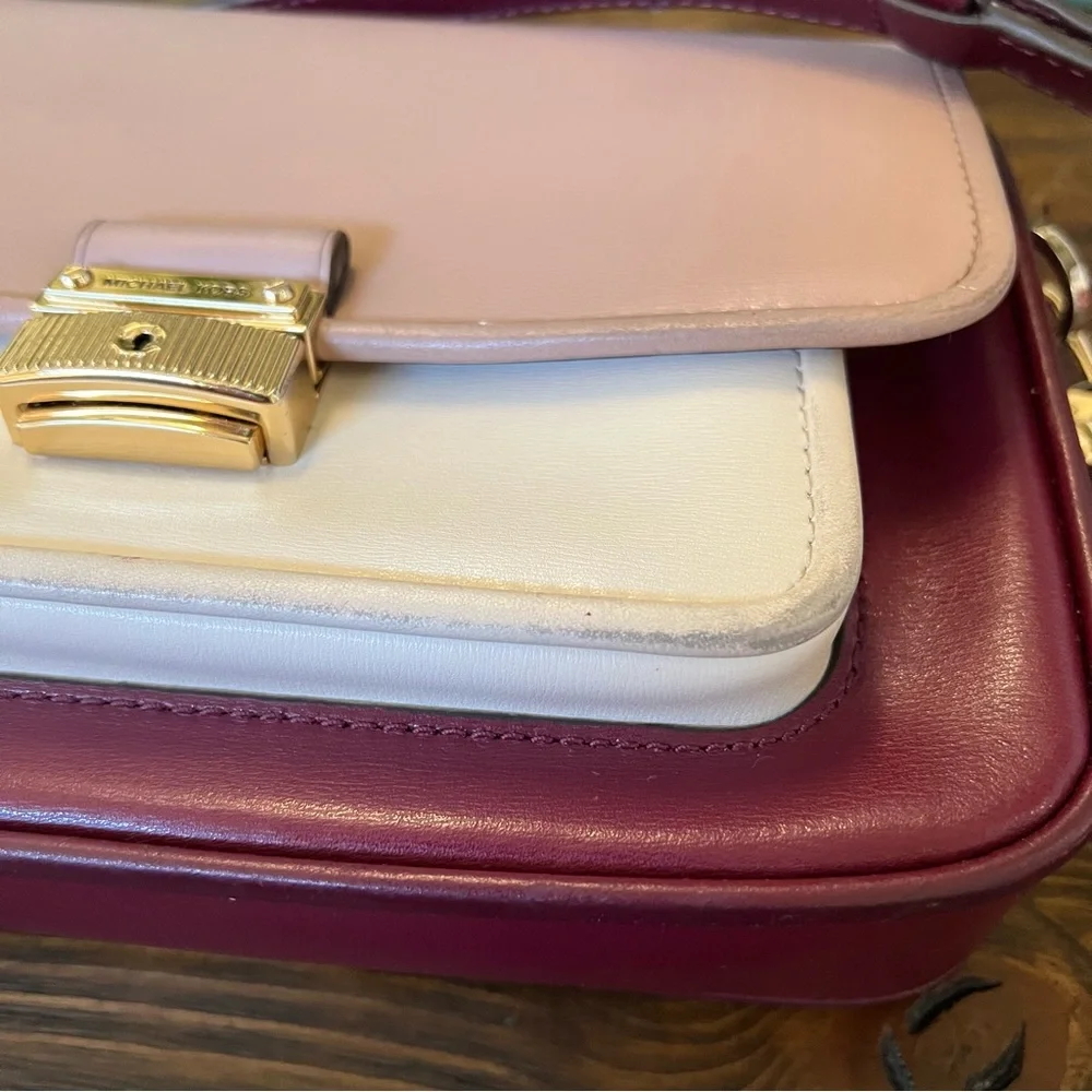 Michael Kors Bradshaw Boxy Flap Messenger Crossbody In Berry $368